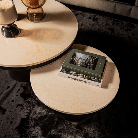 PTMD | Bregt Salontafel | Beige Marmer Rond Laag - PTMD - Woonboutique