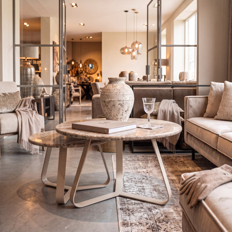 PTMD | Kae Salontafel | Beige Marmer Rond IJzeren Poten S - PTMD - Woonboutique