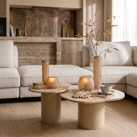 PTMD | Lunaro Salontafel | Donkerbeige Marmer Organisch S Hoog - PTMD - Woonboutique