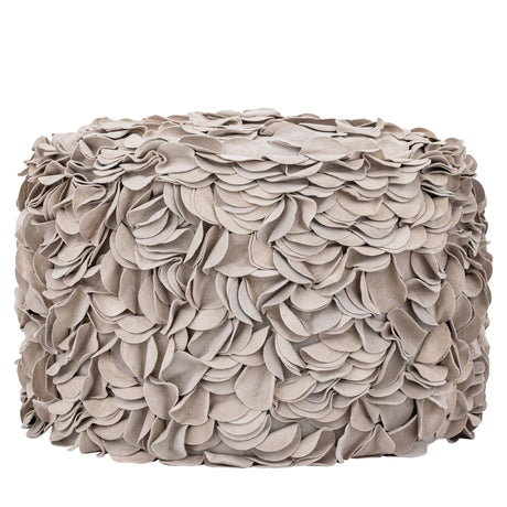 PTMD | Nevo Poef | Cream Suede Leer - PTMD - Woonboutique