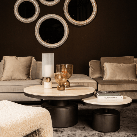 PTMD | Bregt Salontafel | Beige Marmer Rond Hoog - PTMD - Woonboutique