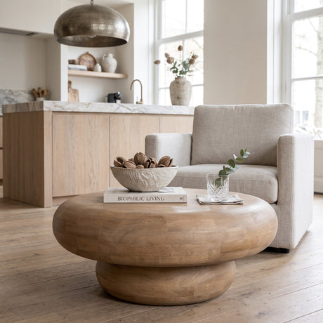 PTMD | Kedan Salontafel | Lichtbruin Mangohout Rond - PTMD - Woonboutique