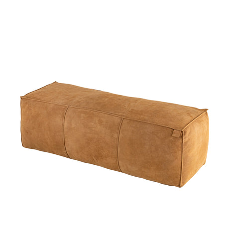 PTMD | Marieke Poef | Camel Suede Leer Rechthoek - PTMD - Woonboutique