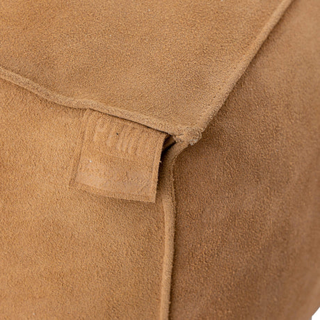 PTMD | Marieke Poef | Camel Suede Leer Vierkant - PTMD - Woonboutique
