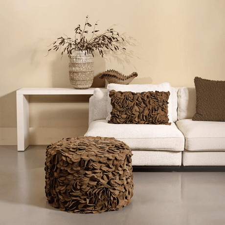 PTMD | Nevo Poef | Brown Leer Leather - PTMD - Woonboutique